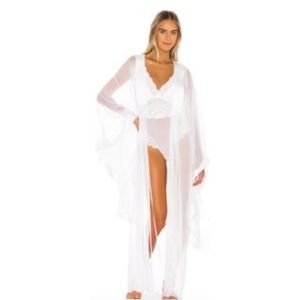 NWT HAH Yoko Kimono Coverup Robe in Tule European Style in Blanc, OS